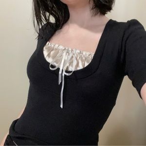 Black and White 2000s Milkmaid Top